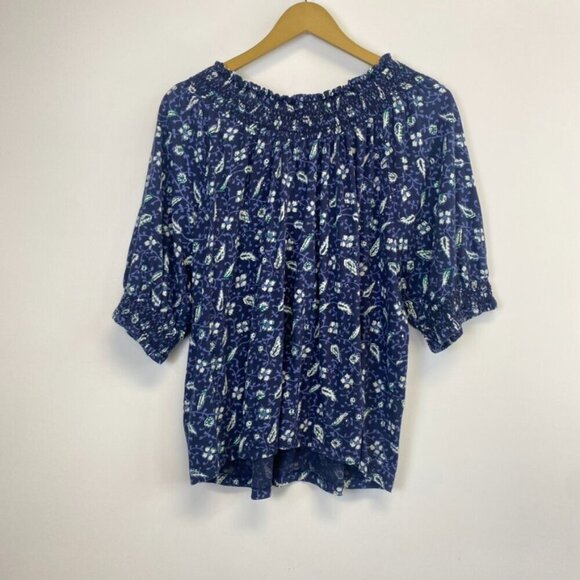 Lucky Brand Blue Floral Peasant Top - Picture 7 of 8